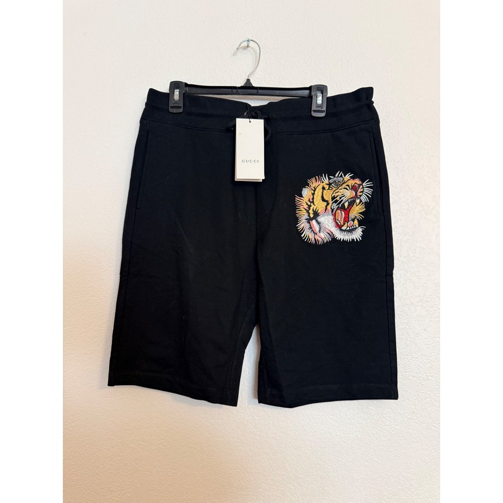 Gucci Mens Black Tiger Head Embroidered Sweat Shorts‎ Made in Italy *US L-XL* - Picture 2 of 9